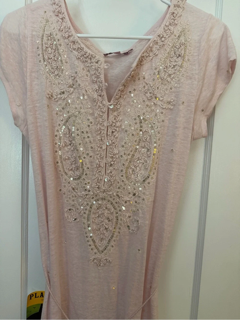 Calypso st barth vintage y2k pink dimitra linen embroidered belted midi dress